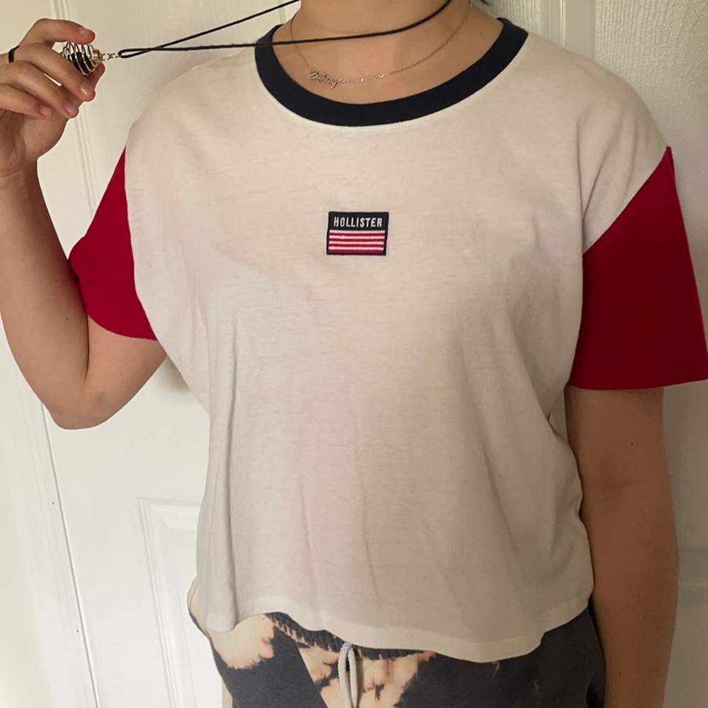 Red white and blue crop top Hollister